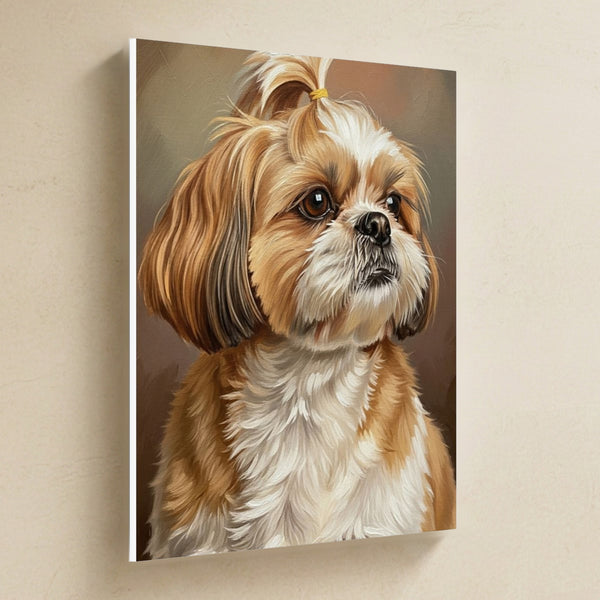 Shih Tzu Oil Portrait Canvas Wall Art, Classic Dog Portrait, Shih Tzu Lover Gift, Stretched Canvas