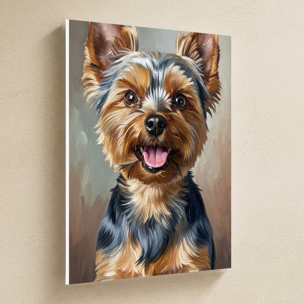 Yorkshire Terrier Oil Portrait Canvas Wall Art, Classic Dog Portrait, Yorkshire Terrier Lover Gift, Stretched Canvas