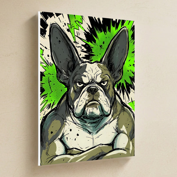 French Bulldog Comic Pop Canvas Wall Art, Bold Dog Print, French Bulldog Lover Gift, Stretched Canvas