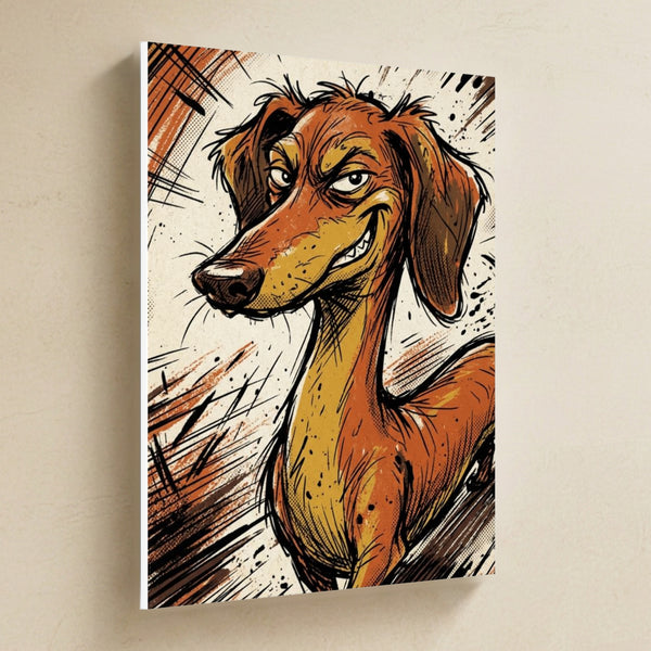 Dachshund Comic Pop Canvas Wall Art, Bold Dog Print, Dachshund Lover Gift, Stretched Canvas