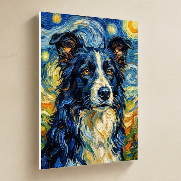 Border Collie Post-Impressionist canvas print by Tritan, angled view