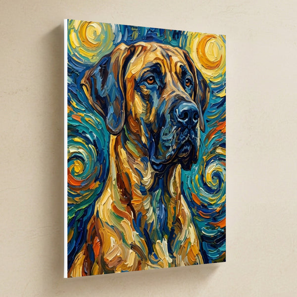 Great Dane Post-Impressionist Canvas Wall Art, Painterly Dog Art, Great Dane Lover Gift, Stretched Canvas