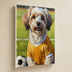 Havanese Soccer Portrait canvas print by Tritan, angled view