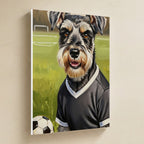 Miniature Schnauzer Soccer Portrait canvas print by Tritan, angled view