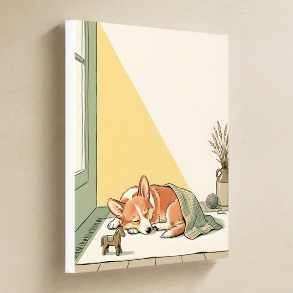 Corgi Nursery Storybook Canvas Wall Art, Storybook Dog Art, Corgi Lover Gift, Stretched Canvas