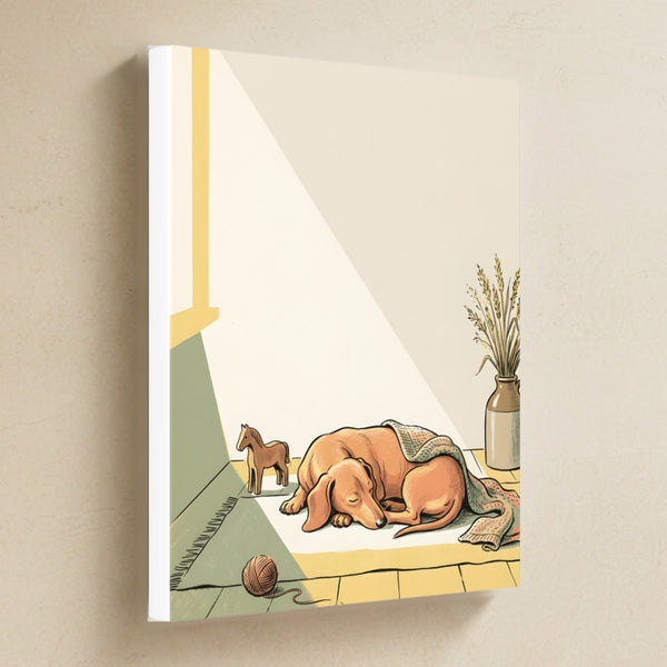 Dachshund Nursery Storybook Canvas Wall Art, Storybook Dog Art, Dachshund Lover Gift, Stretched Canvas
