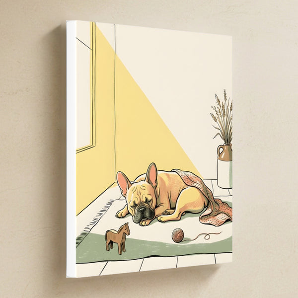 French Bulldog Nursery Storybook Canvas Wall Art, Storybook Dog Art, French Bulldog Lover Gift, Stretched Canvas