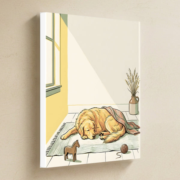 Golden Retriever Nursery Storybook Canvas Wall Art, Storybook Dog Art, Golden Retriever Lover Gift, Stretched Canvas