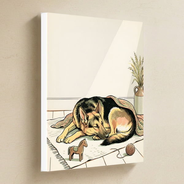 German Shepherd Nursery Storybook Canvas Wall Art, Storybook Dog Art, German Shepherd Lover Gift, Stretched Canvas