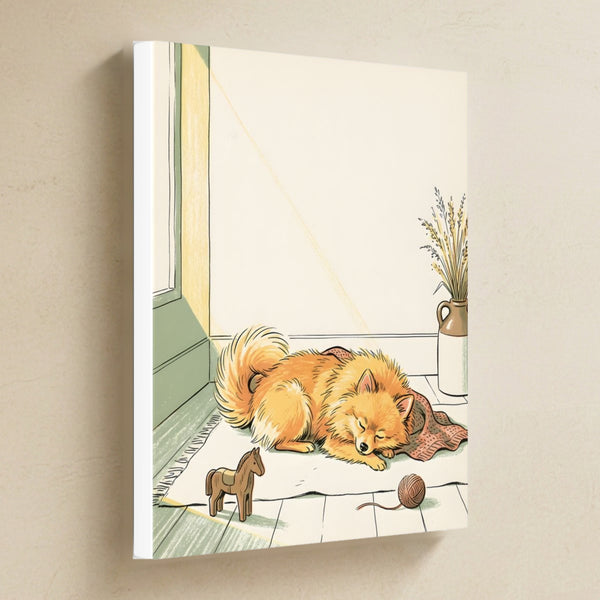 Pomeranian Nursery Storybook Canvas Wall Art, Storybook Dog Art, Pomeranian Lover Gift, Stretched Canvas