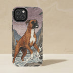 Boxer Japanese Print phone and sticker gift set: dual-layer iPhone 15 Pro tough case and 3x3 vinyl sticker
