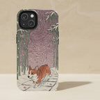Corgi Japanese Print phone and sticker gift set: dual-layer iPhone 15 Pro tough case and 3x3 vinyl sticker