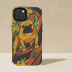 French Bulldog Retro Autumn phone and sticker gift set: dual-layer iPhone 15 Pro tough case and 3x3 vinyl sticker