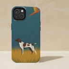 German Shorthaired Pointer Phone Case, Retro Autumn Dog Art, German Shorthaired Pointer Lover Gift, Tough Case for iPhone and Samsung shown upright on a warm limestone shelf, front view