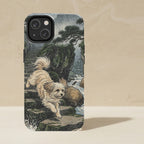 Havanese Japanese Print phone and sticker gift set: dual-layer iPhone 15 Pro tough case and 3x3 vinyl sticker