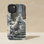 Miniature Schnauzer Japanese Print phone and sticker gift set: dual-layer iPhone 15 Pro tough case and 3x3 vinyl sticker