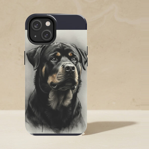 Rottweiler Charcoal Phone Case, Dog Sketch Art, Rottweiler Lover Gift, Tough Case for iPhone and Samsung