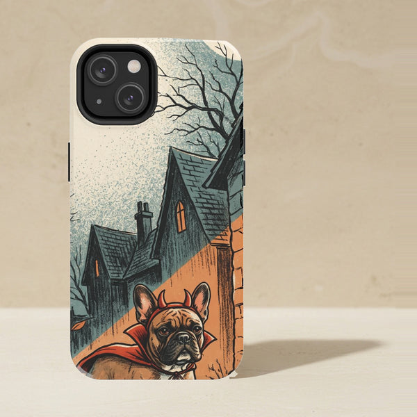 Bulldog Halloween Phone Case, Spooky Season Dog Art, Bulldog Lover Gift, Tough Case for iPhone and Samsung