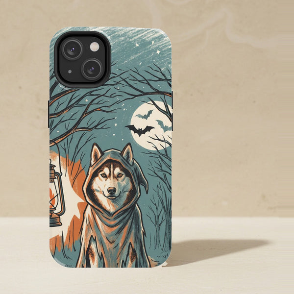 Siberian Husky Halloween Phone Case, Spooky Season Dog Art, Siberian Husky Lover Gift, Tough Case for iPhone and Samsung