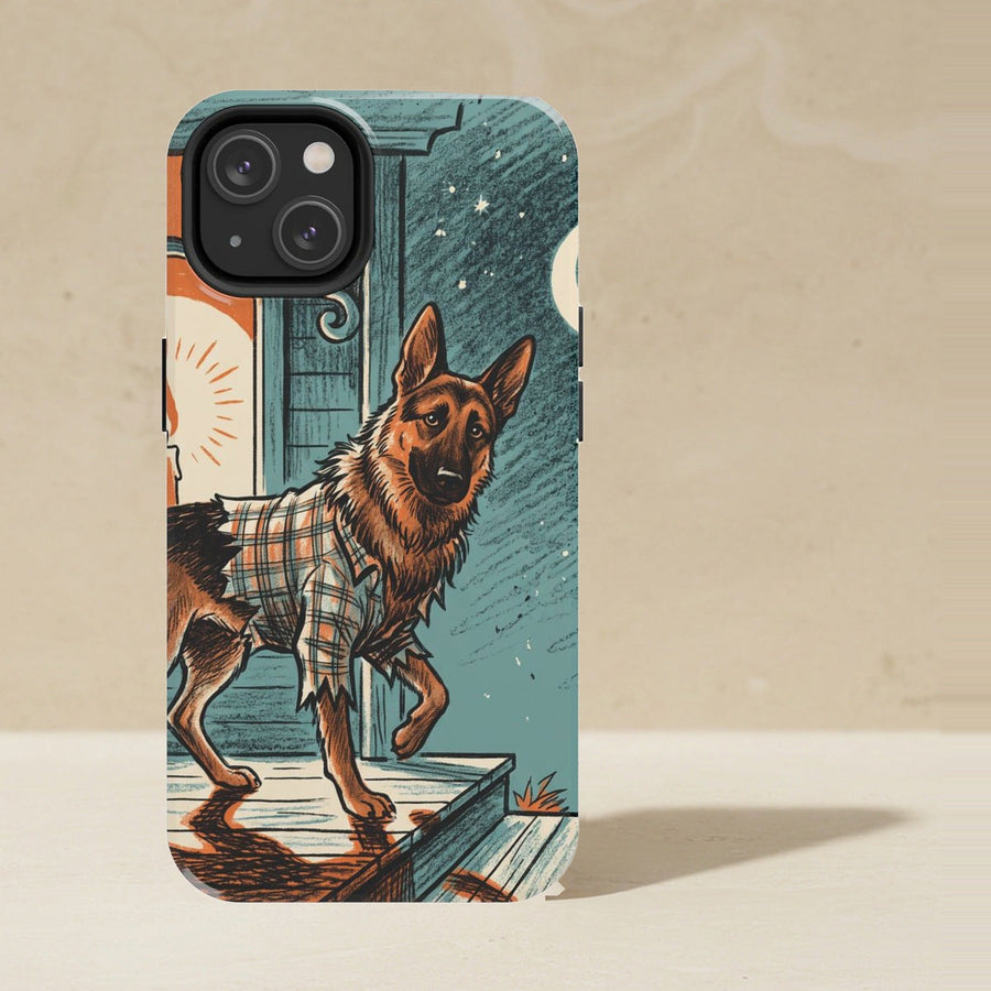 German Shepherd Halloween tough phone case by Tritan, angled view