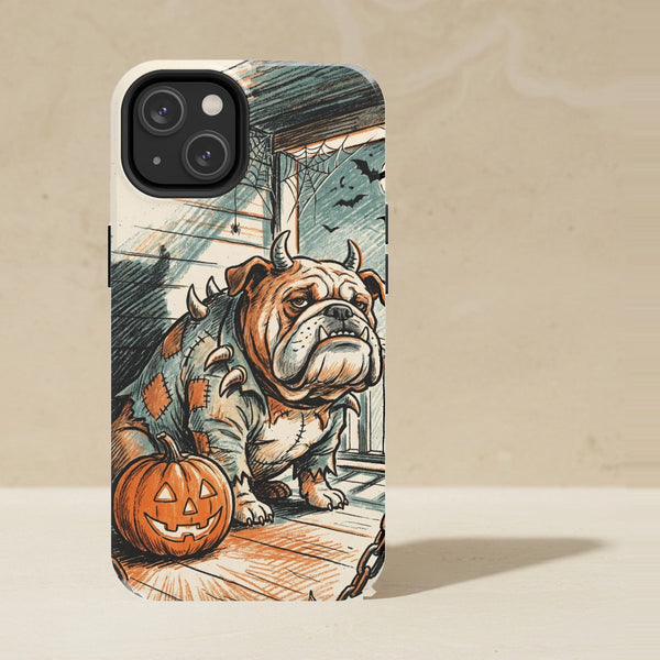 Bulldog Halloween Phone Case, Spooky Season Dog Art, Bulldog Lover Gift, Tough Case for iPhone and Samsung