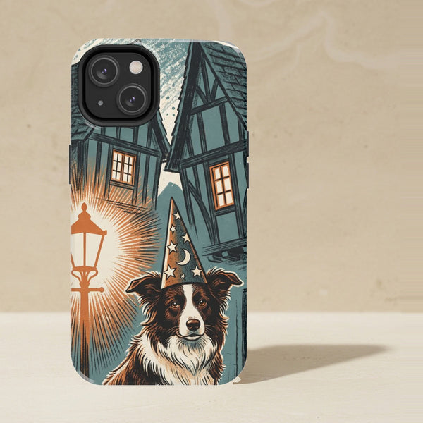 Collie Halloween tough phone case by Tritan, angled view