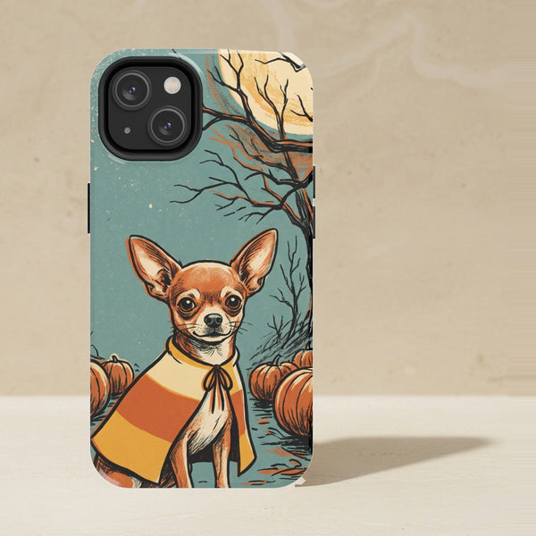 Chihuahua Halloween Phone Case, Spooky Season Dog Art, Chihuahua Lover Gift, Tough Case for iPhone and Samsung