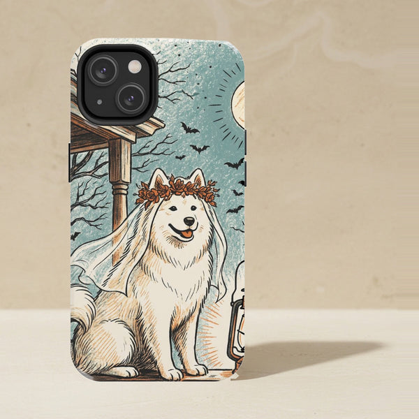 Samoyed Halloween Phone Case, Spooky Season Dog Art, Samoyed Lover Gift, Tough Case for iPhone and Samsung