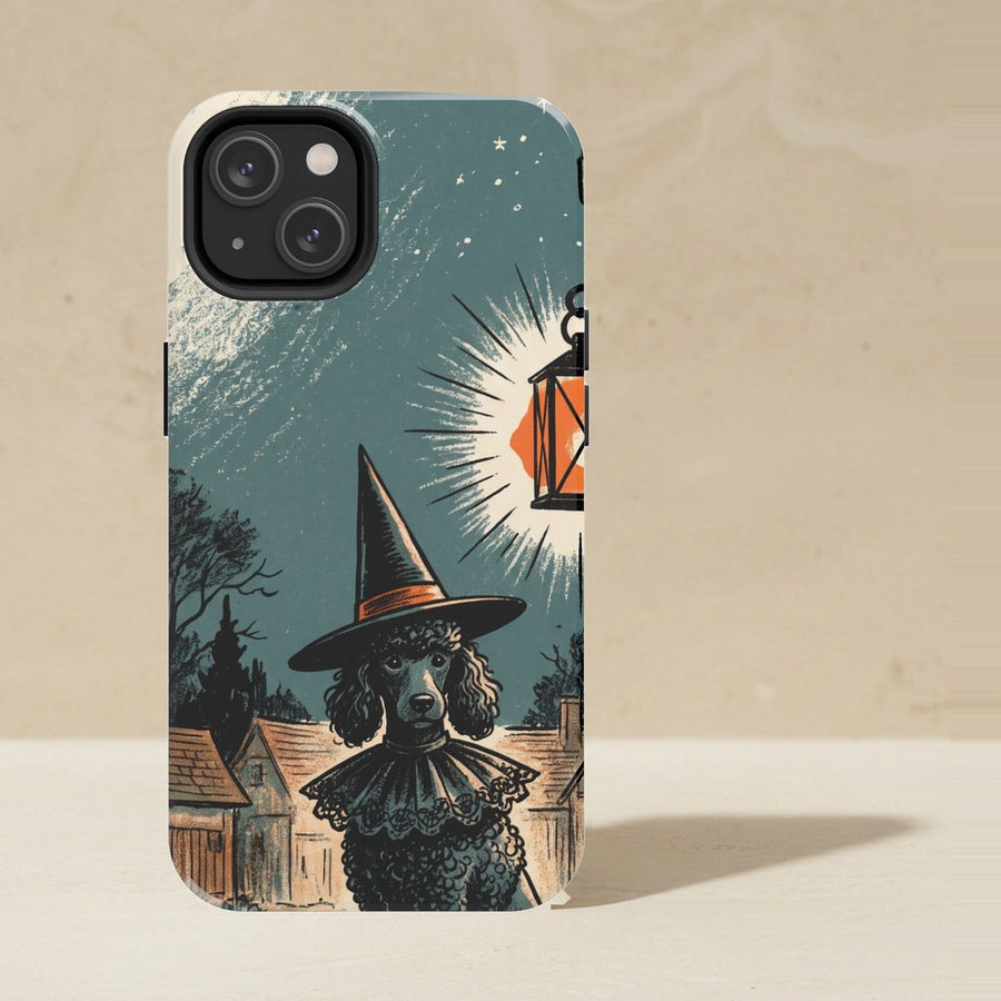 Poodle Halloween tough phone case by Tritan, angled view