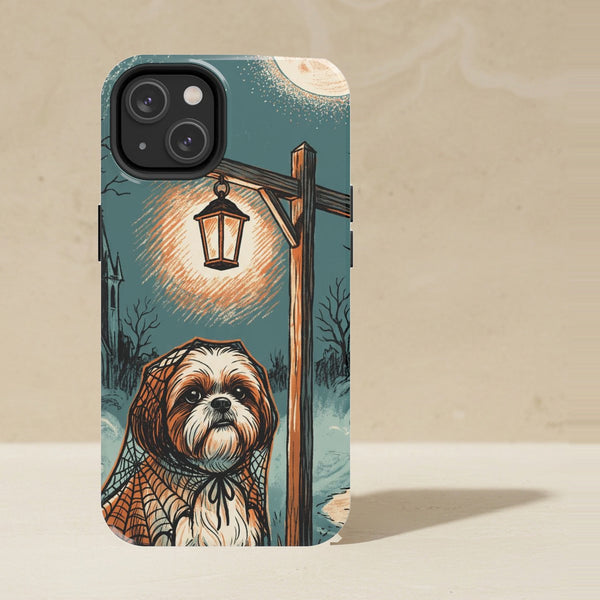 Shih Tzu Halloween Phone Case, Spooky Season Dog Art, Shih Tzu Lover Gift, Tough Case for iPhone and Samsung
