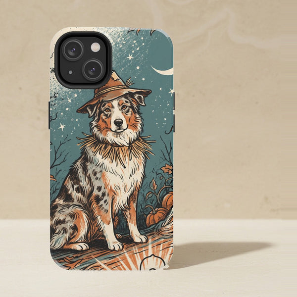 Australian Shepherd Halloween Phone Case, Spooky Season Dog Art, Australian Shepherd Lover Gift, Tough Case for iPhone and Samsung