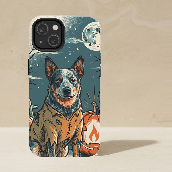 Australian Cattle Dog Halloween Phone Case, Spooky Season Dog Art, Australian Cattle Dog Lover Gift, Tough Case for iPhone and Samsung