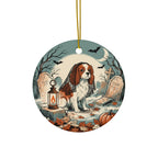 Cavalier King Charles Halloween Poster ceramic ornament by Tritan, front