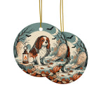Cavalier King Charles Halloween Poster ceramic ornament by Tritan, front and back