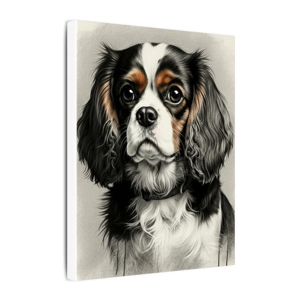 Cavalier King Charles Spaniel Charcoal Portrait Canvas Wall Art | Dog Lover Gift | Pet Memorial Decor