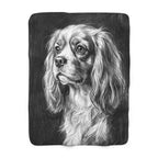 Cavalier King Charles Spaniel Charcoal sherpa blanket by Tritan, front