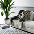 Cavalier King Charles Spaniel Charcoal Portrait Sherpa Fleece Blanket | Dog Lover Gift