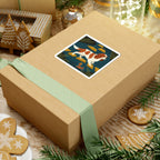 Cavalier King Charles Spaniel Retro Autumn stocking stuffer gift set: round cork-back coaster and two 3x3 vinyl stickers
