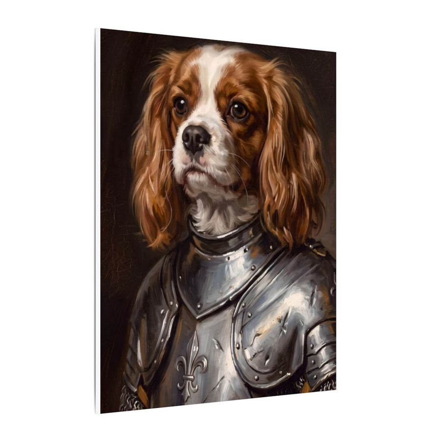 Cavalier King Charles Spaniel Medieval Knight canvas print by Tritan, side