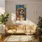 Cavalier King Charles Spaniel Post-Impressionist canvas print by Tritan, sofa wall