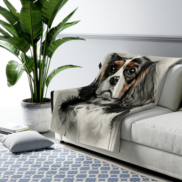 Cavalier King Charles Spaniel Watercolor Throw Blanket | Premium Dog Prints | Tritan — Lifestyle View