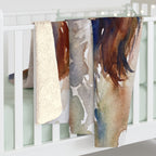 Cavalier King Charles Spaniel Watercolor sherpa blanket by Tritan, on bed