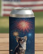 Chihuahua Can Cooler, 4th of July Patriotic Dog Pattern, Dog Lover Gift, July 4th Party Favor