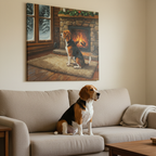 Beagle Wall Art Canvas Print, Dog Mom Gift, Acrylic Painting Pet Portrait, Stretched Canvas Decor, Ready to Hang Dog Lover Art