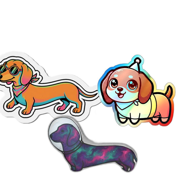 Dachshund Pocket Pack — 3 Art Styles | Sticker + Magnet + Keychain