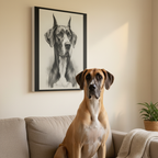 Great Dane Charcoal Portrait Canvas Print | Dog Wall Art | Pet Lover Gift | Home Decor