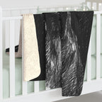 German Shorthaired Pointer Charcoal sherpa blanket by Tritan, on bed