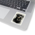 Rottweiler Charcoal vinyl sticker by Tritan, on a laptop