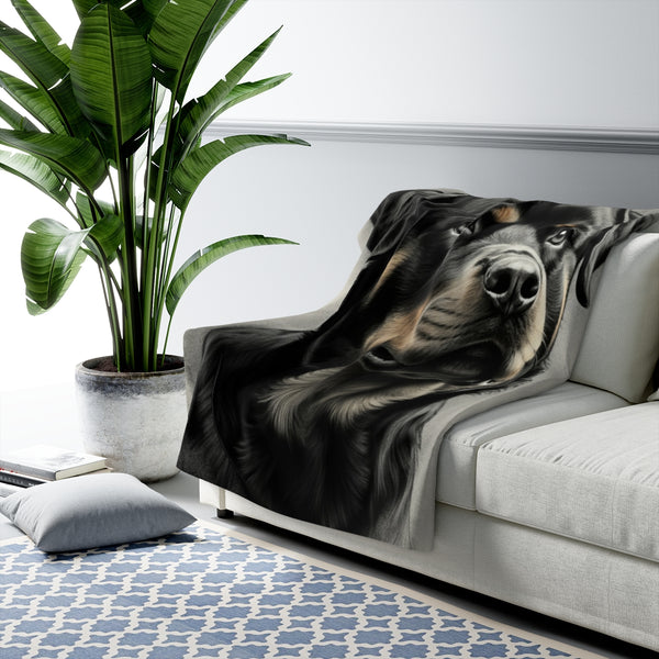 Charcoal Rottweiler Rottweiler Sherpa Fleece Blanket - Rottweiler pride — gentle giants deserve great art — Lifestyle View