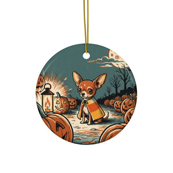 Chihuahua Halloween Poster ceramic ornament by Tritan, front